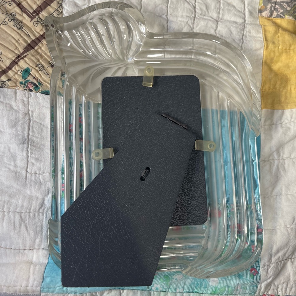 Vintage 90’s Mikasa Scroll Leaf Clear Crystal Glass Square Photo Picture Frame